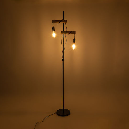 GloboStar Mindelo Floor Lamp H175xW40cm. with Socket for Bulb E27 Black