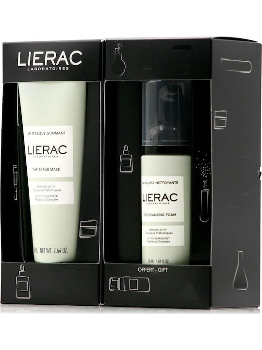 Lierac The Scrub Mask Prebiotics Complex & The Cleansing Foam Skin Care Set for Facial Cleaning 2pcs