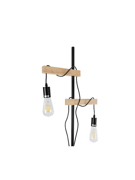 GloboStar Mindelo Floor Lamp H175xW40cm. with Socket for Bulb E27 Black