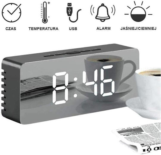 Tabletop Digital Clock LED with Alarm Clock Black AT00001451