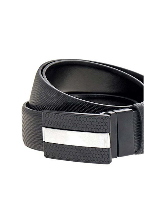 19V69 Men's Leather Double Sided Belt Black