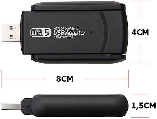 Verk Group 06195 Безжичен USB Мрежов Адаптер 1300Mbps