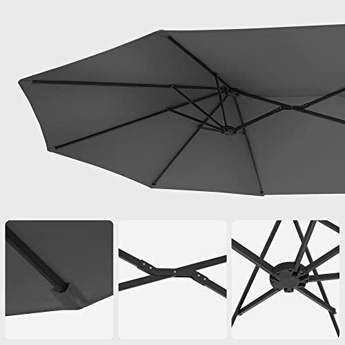 Ομπρέλα Αλουμινίου Γκρι 4.6x2.7m