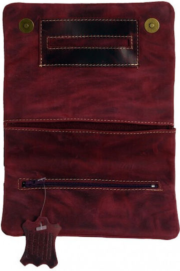 Mestango Leather Tobacco Pouch Shadows With Magnetic Clasp 15.5x8cm Red