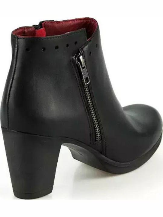 Leder Stiefeletten Damen Schwarz