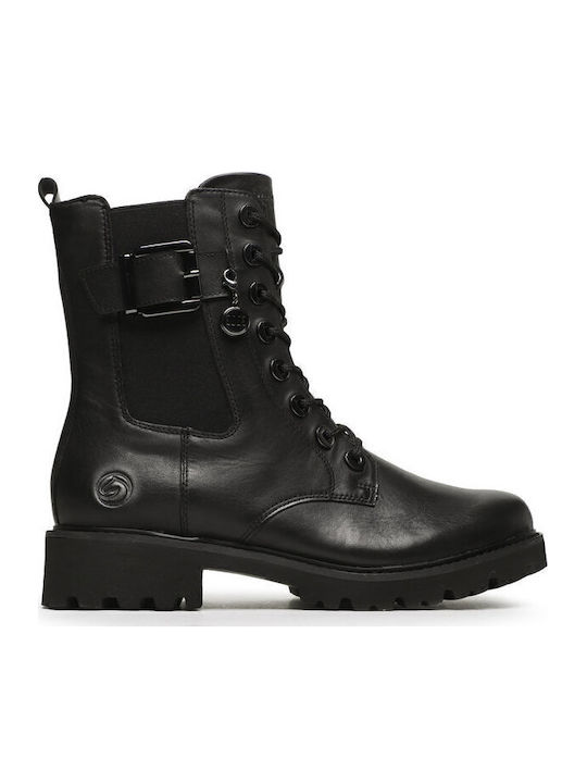 Leder Stiefeletten Damen Schwarz