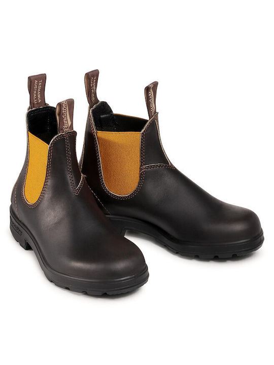 Leder Damen Chelsea Stiefeletten Braun