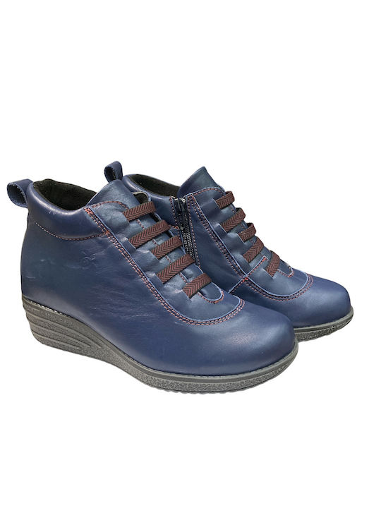 Pyramis Leder Damen Knöchelstiefel Blau