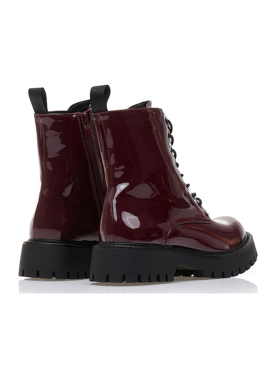 Stiefeletten Damen aus Lackleder Burgundisch