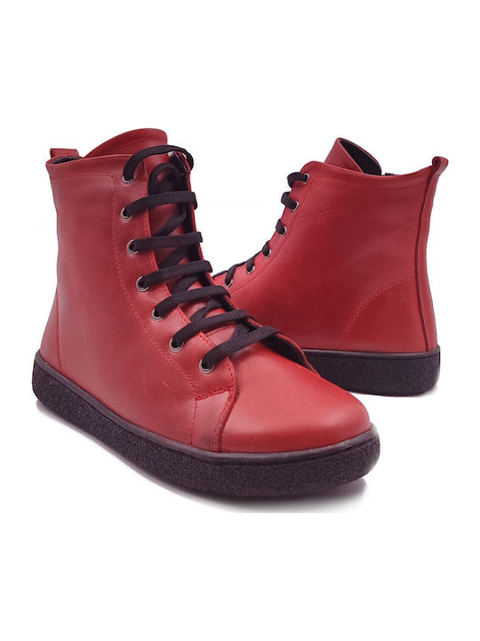 Leder Stiefeletten Damen Rot