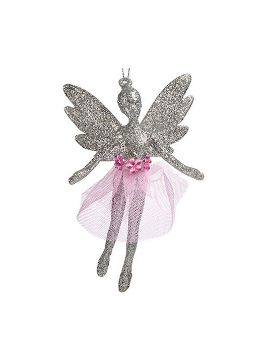 Hanging Fairy Plastic Silver with Glitter 12x8cm Set 24pcs