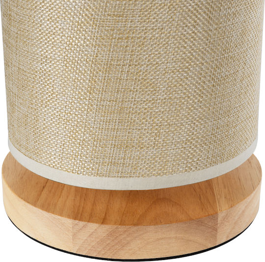 GloboStar Valverde Wood Table Lamp for Socket E27 with Beige Shade and Base