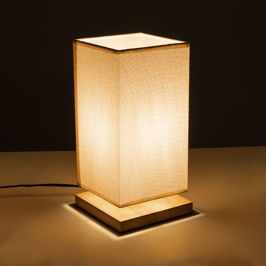 GloboStar Aruba Wood Table Lamp for Socket E27 with Beige Shade and Base