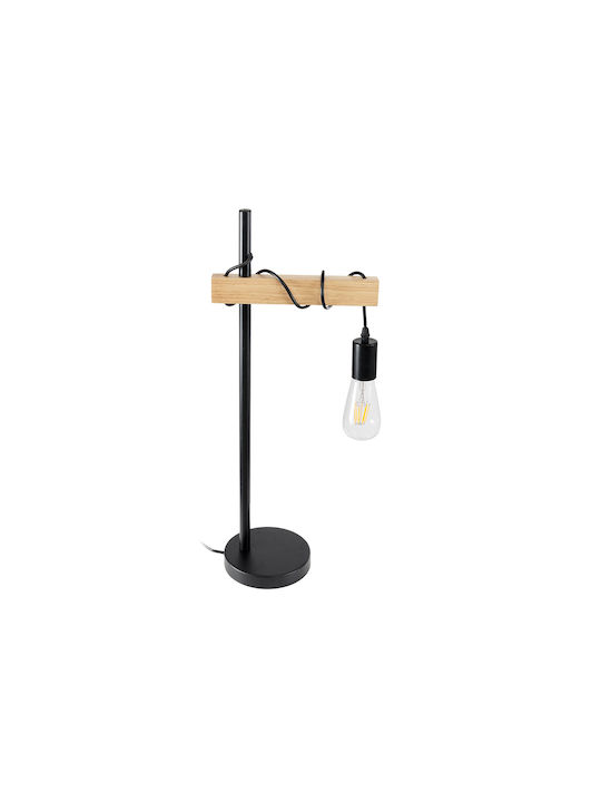 GloboStar Metal Table Lamp for Socket E27 with Black Shade and Base