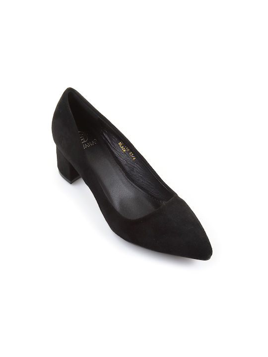 Fshoes Suede Pointed Toe Black Heels