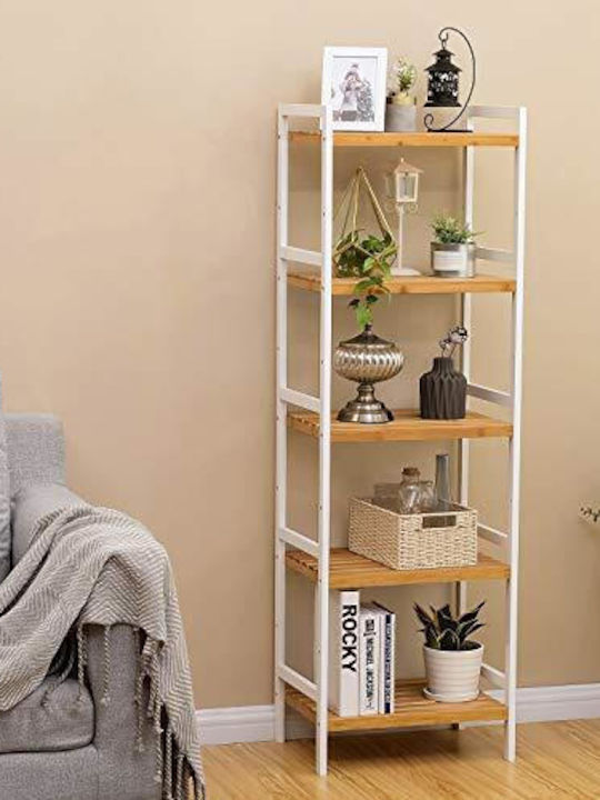 Songmics Montat pe perete Raft de baie Bamboo 31.5x45x142cm