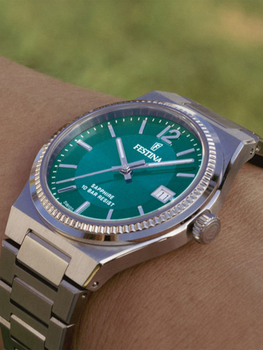 Festina Γυναικείο Ρολόι 35mm Μπαταρίας με Ασημί Μεταλλικό Μπρασελέ