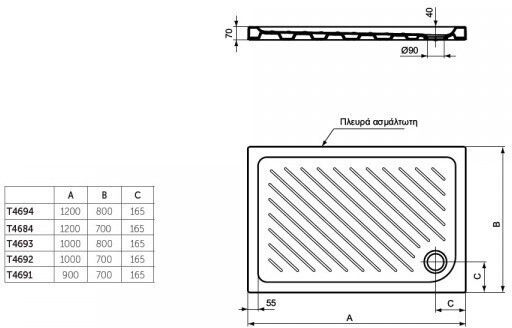 Ideal Standard Rechteckig Keramik Dusche x80cm Weiß