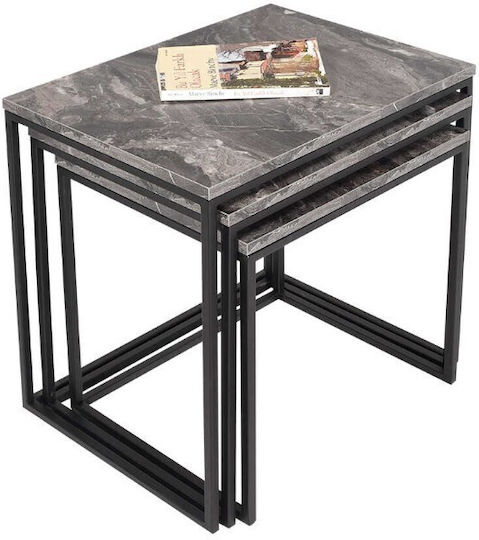Square Zigon Set Wooden Marble 55x40x57 cm