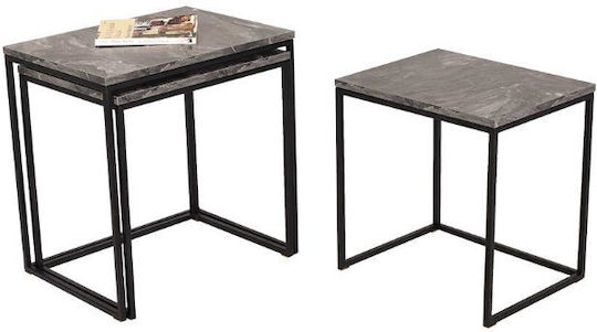 Square Zigon Set Wooden Marble 55x40x57 cm