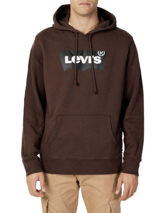 Levi's Men's Sweatshirt with Hood and Pockets Brown