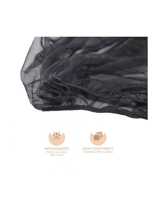 Bebe Stars Tulle Baby for Stroller Mosquito Net with Elastic Band Black