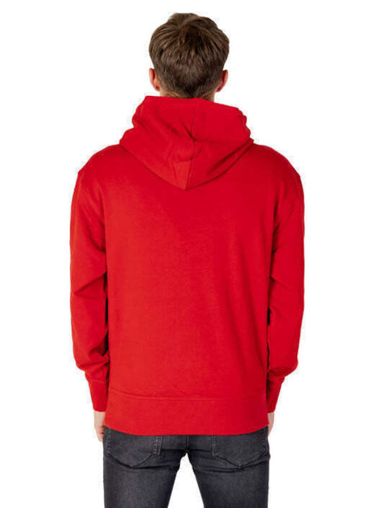 Hugo Boss Herren Sweatshirt mit Kapuze und Taschen Rot