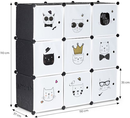 Kinderregal Wandhalterung Schwarz 109x37x109cm Modernhome
