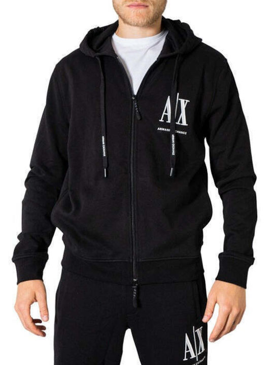 Armani Exchange Herren Sweatshirt Jacke mit Kapuze Schwarz