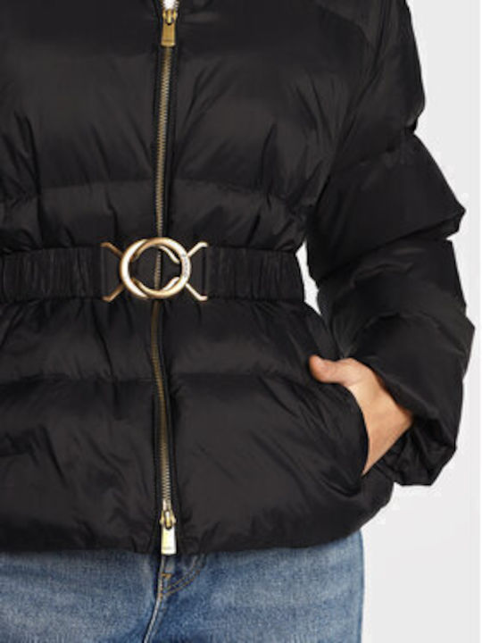 Iva Women's Short Puffer Jacket for Winter Black.