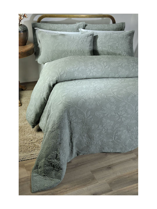 Down Town Home Duvet Cover Set Cotton Satin Queen with 2 Pillowcases 230x250 Pacific 680 Green