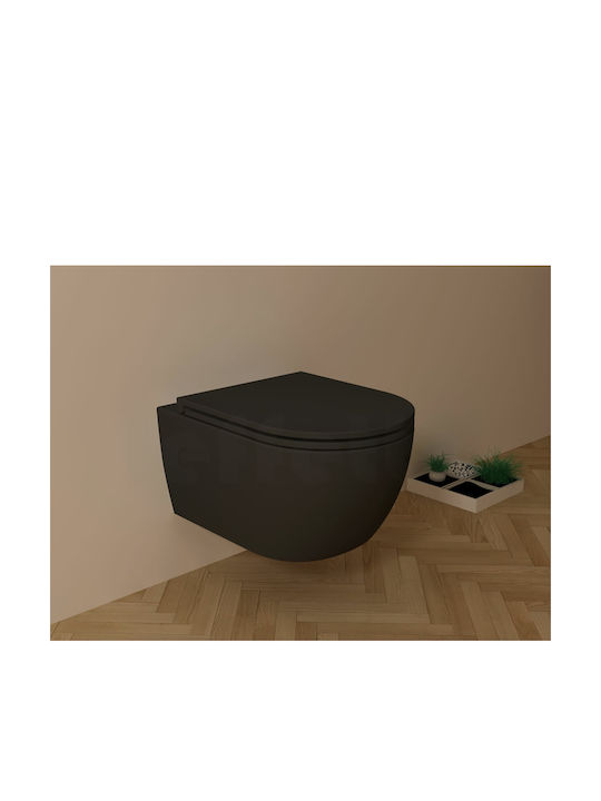 Amco Zara MDO5 Wall-Mounted Toilet Rimless with Cover Soft Close Black Black Matte