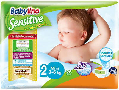 Babylino Tape Diapers Chamomile Sensitive No. 2 for 3-6 kgkg 26pcs