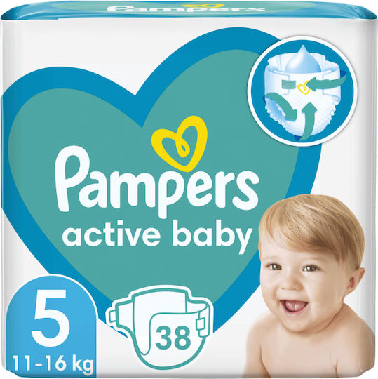 Pampers Πάνες με Αυτοκόλλητο Active Baby No. 5 για 11-16kg 38τμχ
