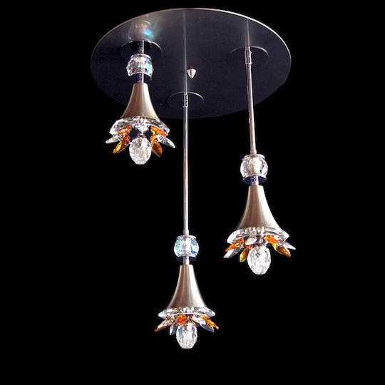 DITS Lighting Hängelampe Silber mit Kristallen