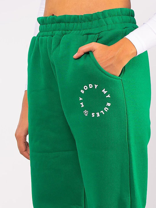 The Lady Pantaloni de trening pentru femei cu cauciuc Green