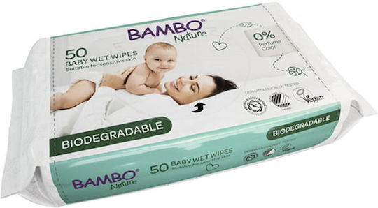 Bambo Nature Μωρομάντηλα χωρίς Άρωμα 50τμχ