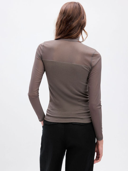 GAP Women's Blouse Long Sleeve Brown