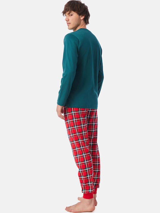 Minerva Men's Winter Checked Pajamas Set Green