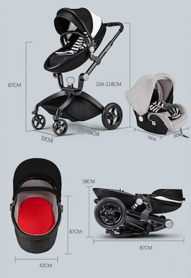 Hot Mom F22 Adjustable 3 in 1 Baby Stroller Suitable for Newborn Brown