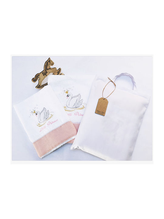 Raison D' Etre Set Babyhandtücher 2 Stück Weiß Swan With a Crown