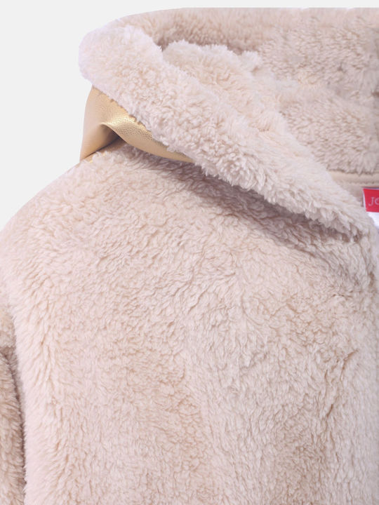 Kids Cardigan Fur with Hood Beige