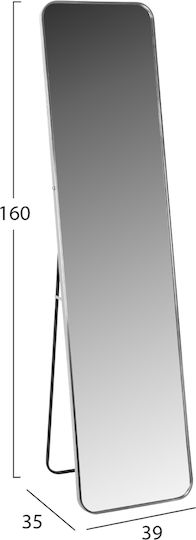 HomeMarkt Boely Boden- oder Standspiegel mit Silber Aluminium Rahmen 160x39cm