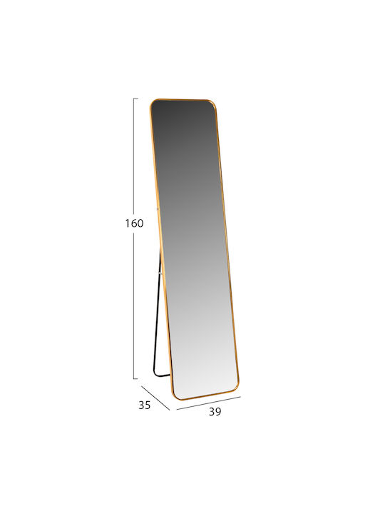 HomeMarkt Boely Boden- oder Standspiegel mit Gold Aluminium Rahmen 160x39cm