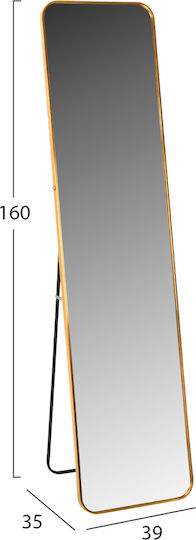 HomeMarkt Boely Boden- oder Standspiegel mit Gold Aluminium Rahmen 160x39cm