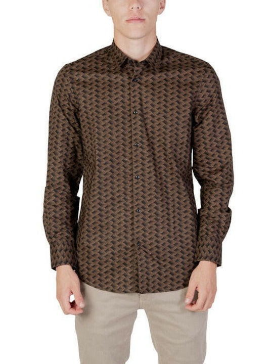 Antony Morato Shirt Men's Shirt Long Sleeve Cotton Brown