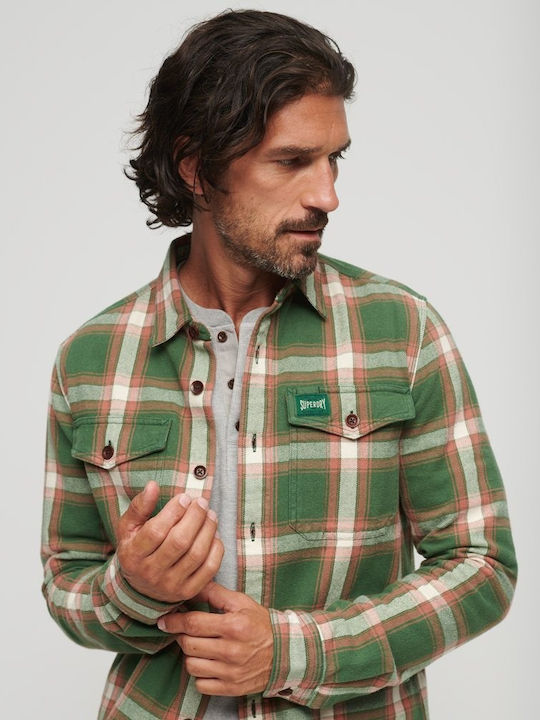 Superdry Men's Shirt Long Sleeve Cotton Green