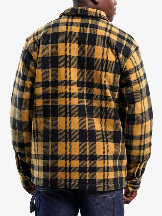 CAT Men's Shirt Overshirt Long Sleeve Checked Yellow (YELLOW)