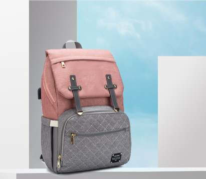 Lequeen Diaper Bag Pink - Grey