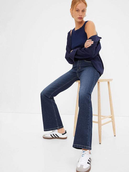 '70s Hoch tailliert Damenjeans Schlaghose Dark Wash